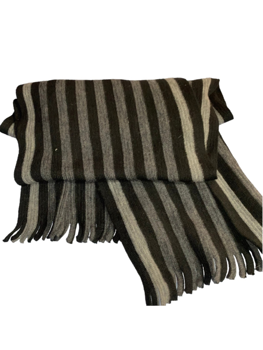 Women's v. Fraas Striped Wool Blend Scarf Black and Grey